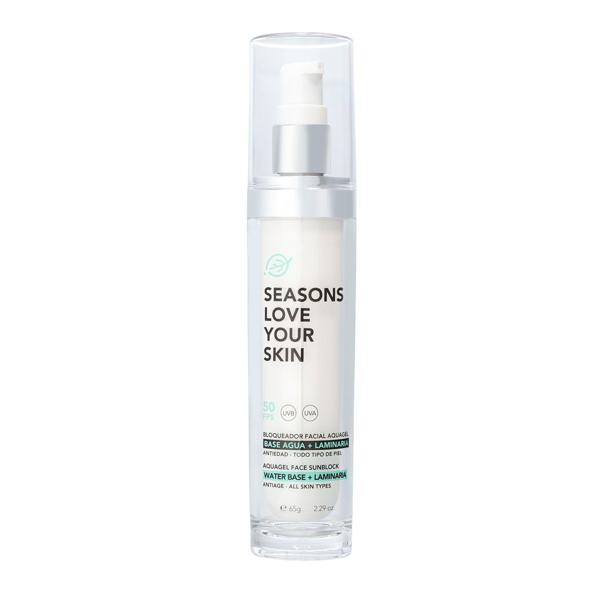 🎁 Bloqueador Facial Antiedad Aquagel FPS 50 Base Agua + Laminaria  65 gr. (100% off)