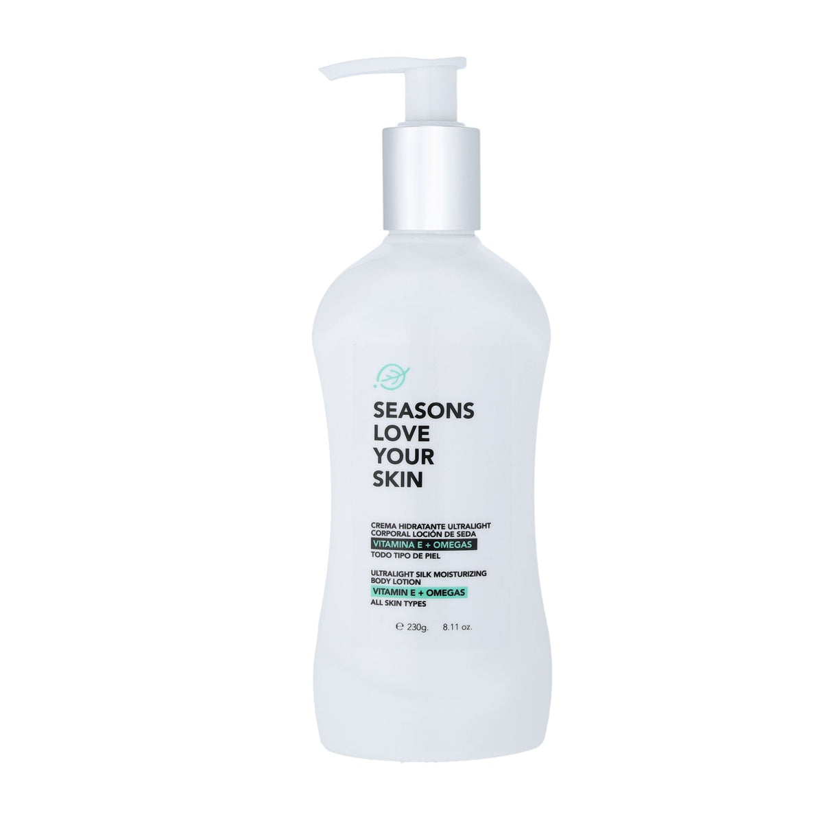 🎁 Crema Hidratante Ultralight Corporal Loción de Seda Vitamina E + Omegas 230 gr.