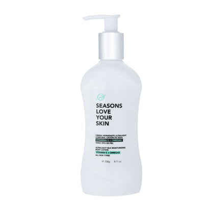 🎁 Crema Hidratante Ultralight Corporal Loción de Seda Vitamina E + Omegas 230 gr.