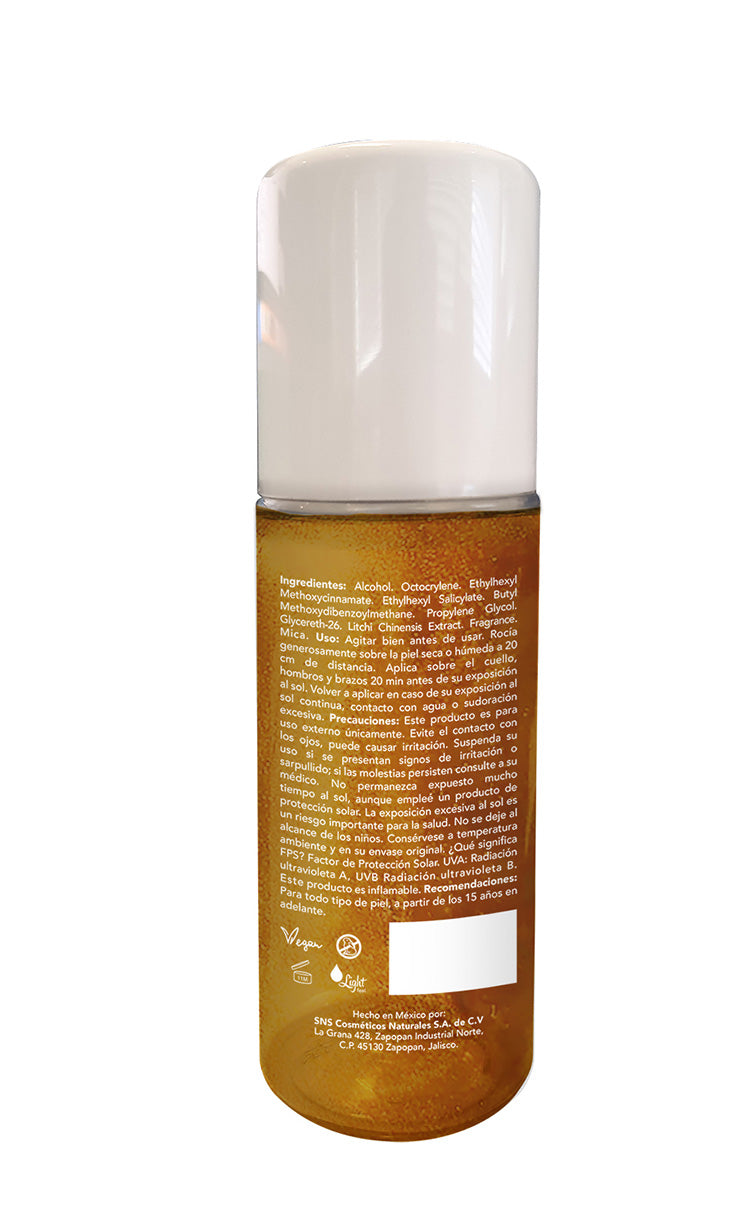 Protector solar FPS50 Sun Kiss Bruma con brillos 150 ml