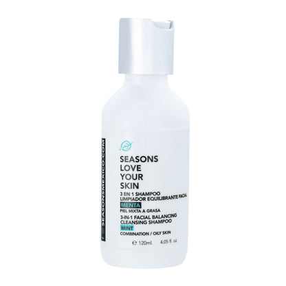 🎁 3 en 1 Shampoo Limpiador Equilibrante Facial Menta 60 ml.