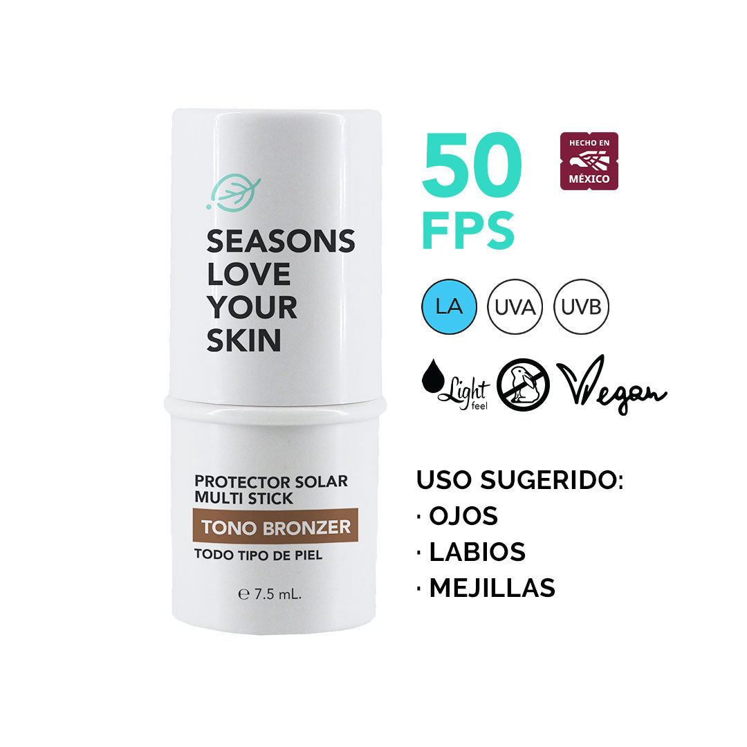 Protector solar FPS50 Multi Stick - Rubor,Labial,Sombra. Tono Bronzer
