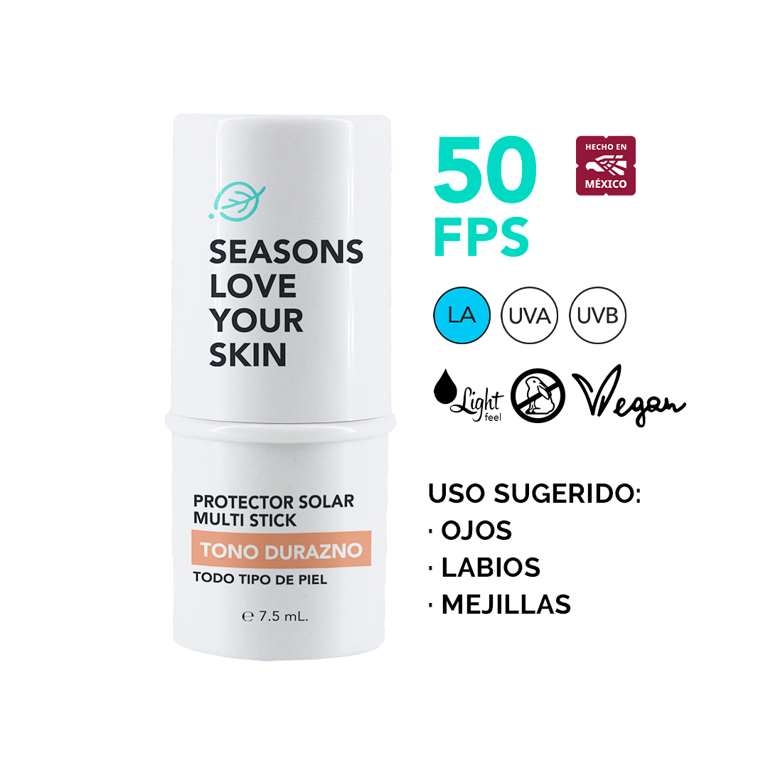Protector solar FPS50 Multi Stick - Rubor,Labial,Sombra. Tono Durazno