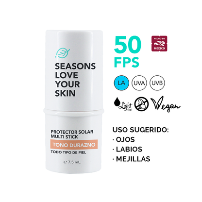 Protector solar FPS50 Multi Stick - Rubor,Labial,Sombra. Tono Durazno