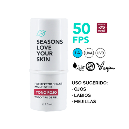 Protector solar FPS50 Multi Stick - Rubor,Labial,Sombra. Tono rojo