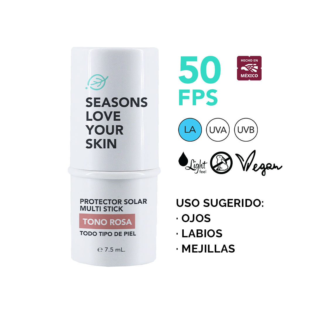 Protector solar FPS50 Multi Stick - Rubor,Labial,Sombra. Tono Rosa