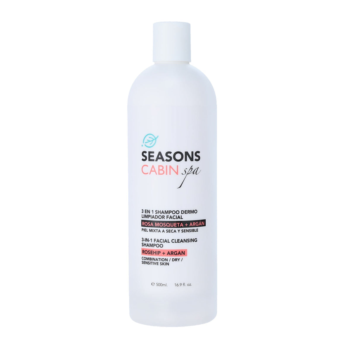 🎁 3 en 1 Shampoo Dermo Limpiador Facial Rosa Mosqueta + Argán  500 ml.