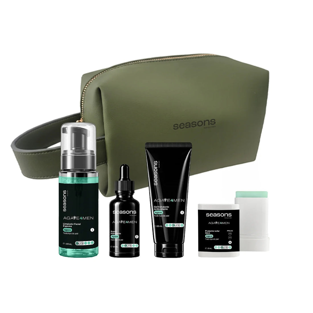 Kit Agave 4 Men: Rutina Completa de Hidratación y Protección FPS 50